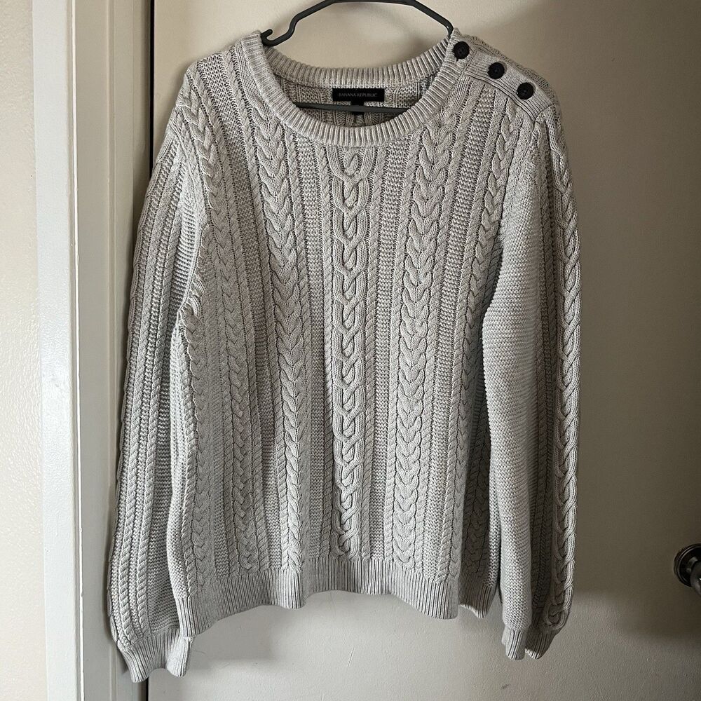 Banana Republic Crewneck Knit Pullover Sweater Size Extra Large Mens Light Gray